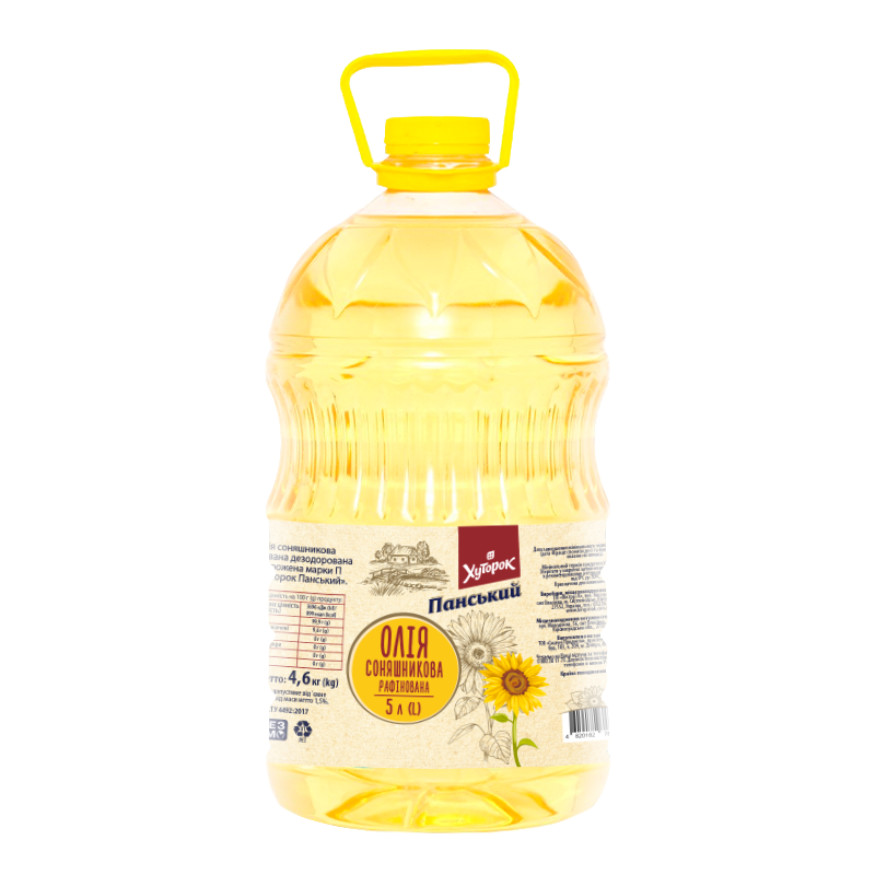 Олія соняшникова рафінована ТМ "Хуторок панський" 5 л (4,60кг)